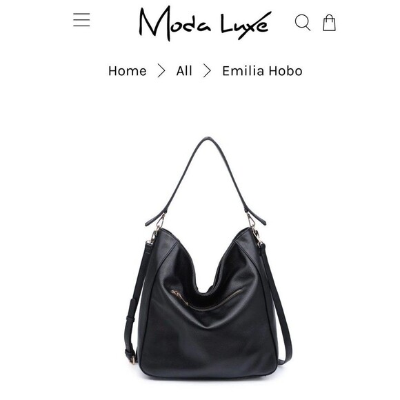 Moda Luxe Vegan Leather & Suede Large Slouchy Hobo Bag Black With Gold Hardware - Picture 13 of 15